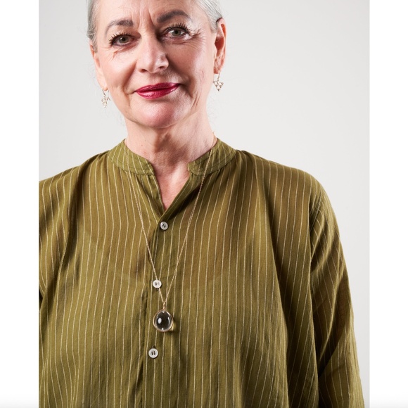 Moismont Caftan Kaki Stripe Dress - Picture 3 of 7